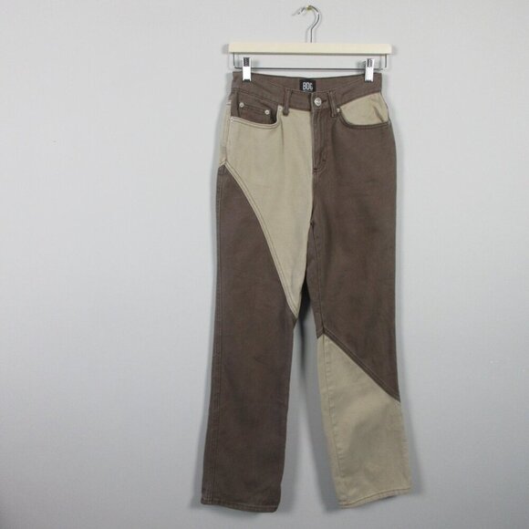 BDG Urban Outfitters Cowboy Denim Jeans Women 25 Brown Colorblock Cotton 566 - Picture 1 of 15